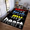"Stay True My Heart Carpet Rug Decorative Modern Style Black Design" Suitable for use as an anti-slip for living room bedroom sofas