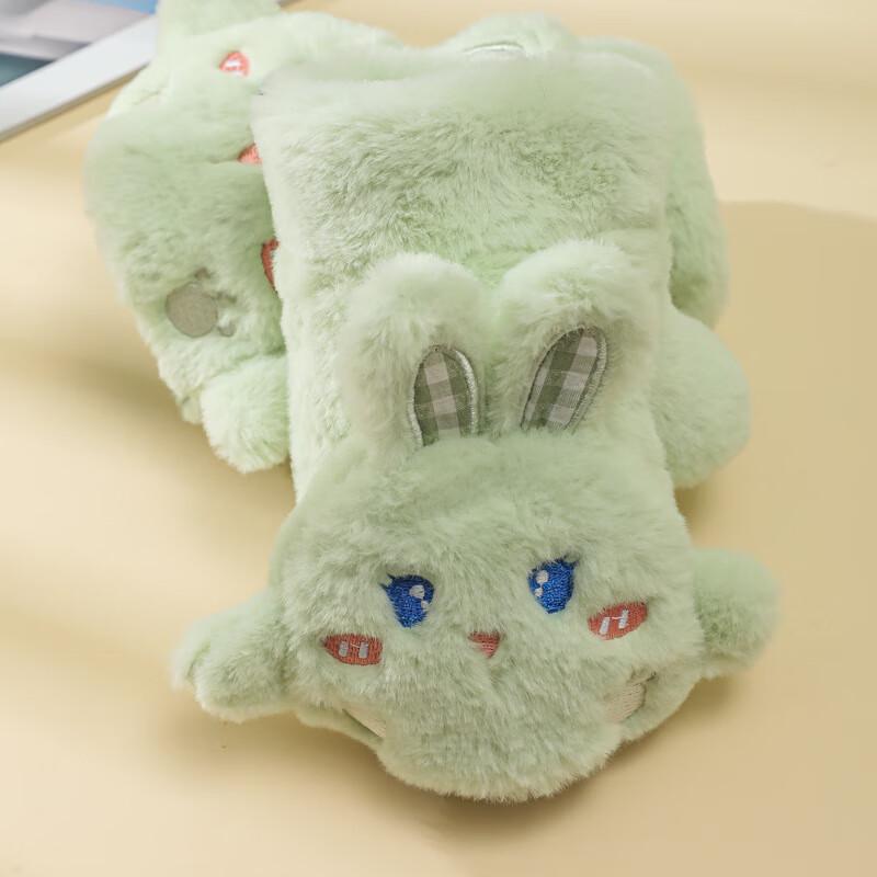 Women s Cartoon Rabbit Winter Warm Half-Finger Gloves One Size