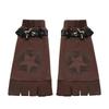 Brown Star Pattern Leg Warmers with Adjustable Leather Buckle Strap for Women Punk Flared Leg Covers Footless Socks  Brown