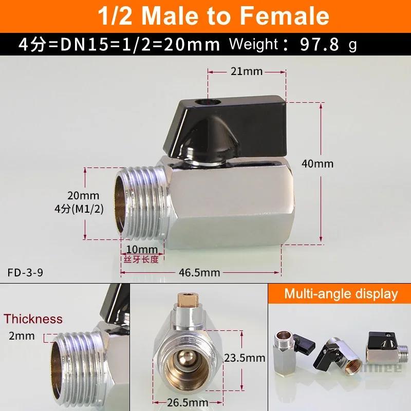 Air Compressor Water Gas Oil Shut Off Valve Brass Ball Valve BSP Threaded Black Mini Valve Male To Female