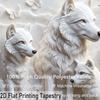 2D Marble Carved Wolf Family Background Cloth for Nature & Animal Lovers Room Decor