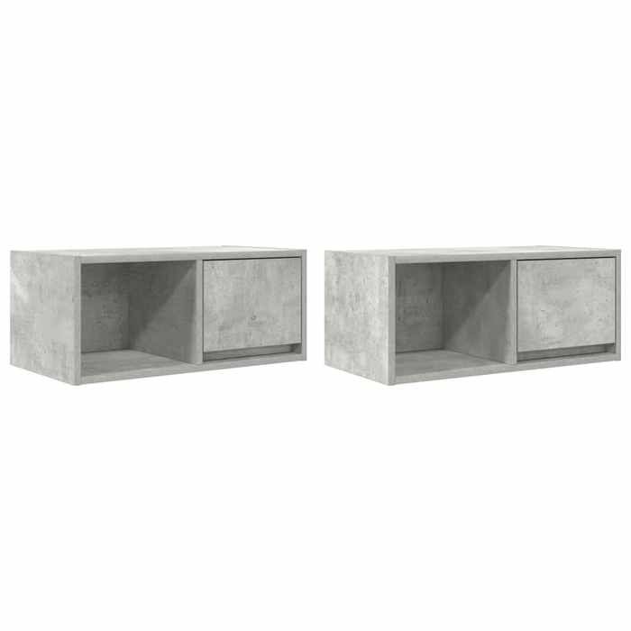 VidaXL Meubles TV 2 pcs gris béton 60x31x25,5 cm bois d'ingénierie, banc TV, meuble hifi, centre de divertissement, buffet 861443
