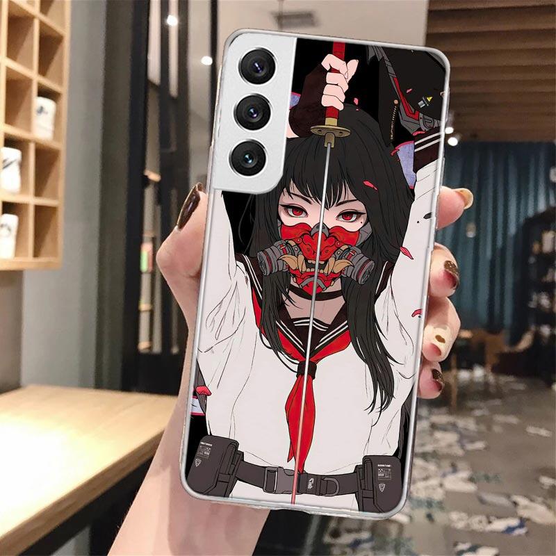 Husă de telefon moale în stil japonez Anime Girl pentru Samsung Galaxy S23 S22 Ultra S21 Plus S20 Fe S10 Lite S9 S8 + S10e S7 Edge Model