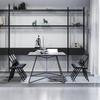 Folding Chairs, Set of 4, Steel Frame, 45 x 46 x 78 cm, Grey