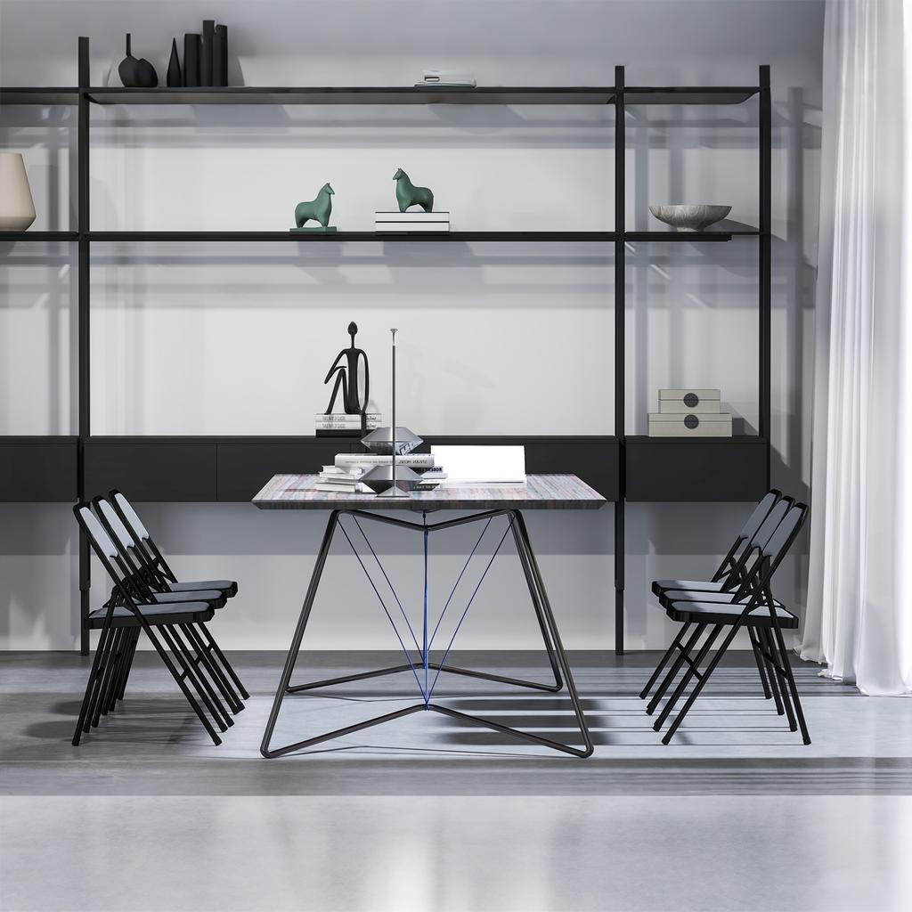 Folding Chairs, Set of 4, Steel Frame, 45 x 46 x 78 cm, Grey