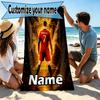 Custom Name Personalized Cristiano Ronaldo Print Beach Towel, for Trip Camping Beach Party Home Decor, Birthday Gift for Family & Friends