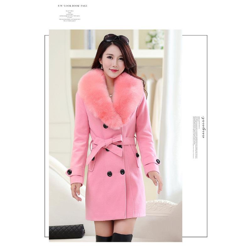 Autumn and Winter Woolen Women's Coat with Double-breasted Woolen Coat