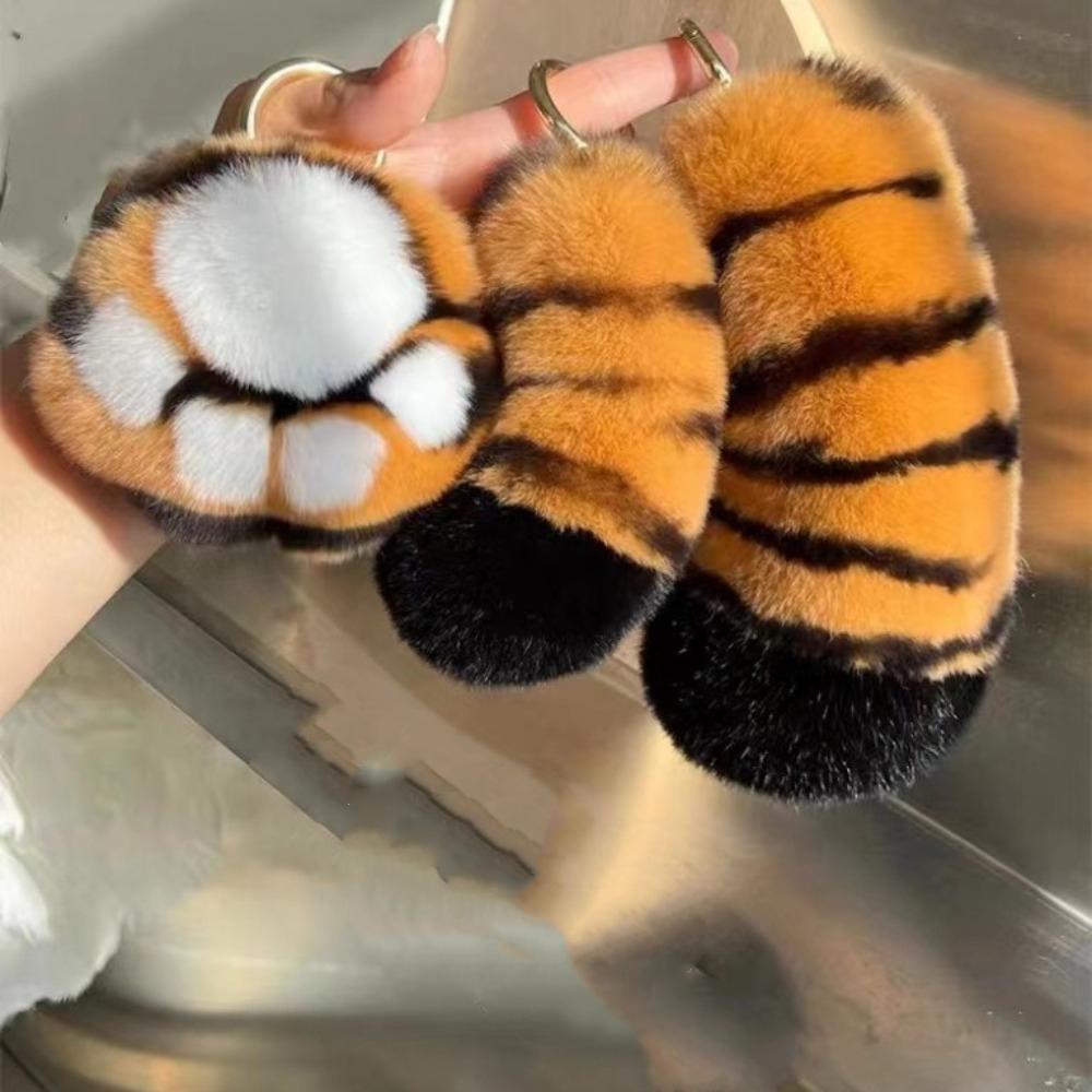 Flauschige Puppe Tigerpfote Fell Schlüsselanhänger Stofftier Plüsch Katzenpfote Anhänger Damen/Mädchen