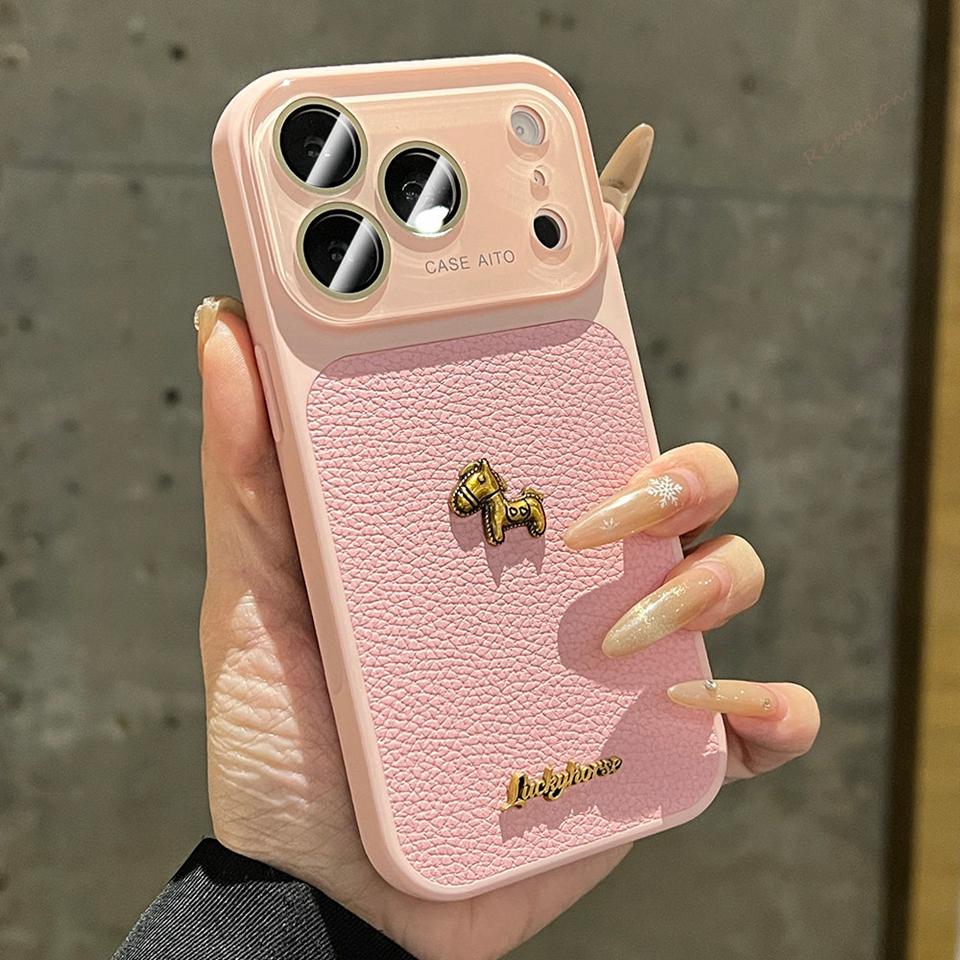 

Big Window Official Phone Case For iPhone 15 14 16 17 Pro Max 17Pro Lucky Horse Shockproof Len Camera Protector Cover For iPhone 14Pro