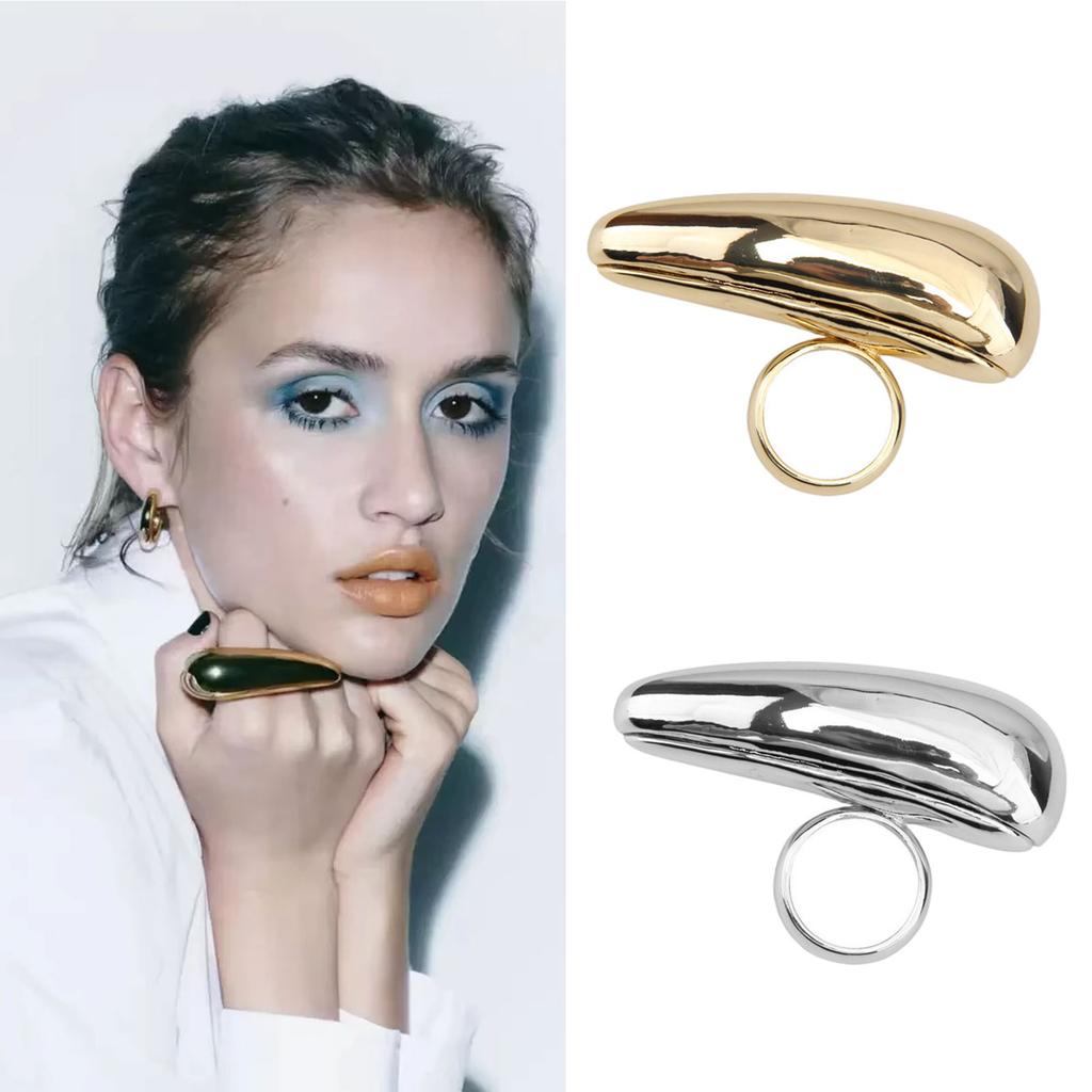 Exaggerated Opening Finger Rings Tear Drop Adjustable Finger Rings Open Rings Finger Jewelry Gift for Fashion Lover