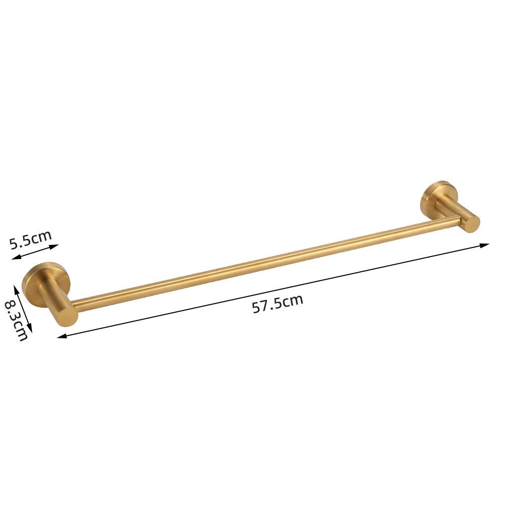 Stainless steel bathroom hardware six-piece set including tissue rack towel bar towel rack single hook towel ring wall hanging set gold