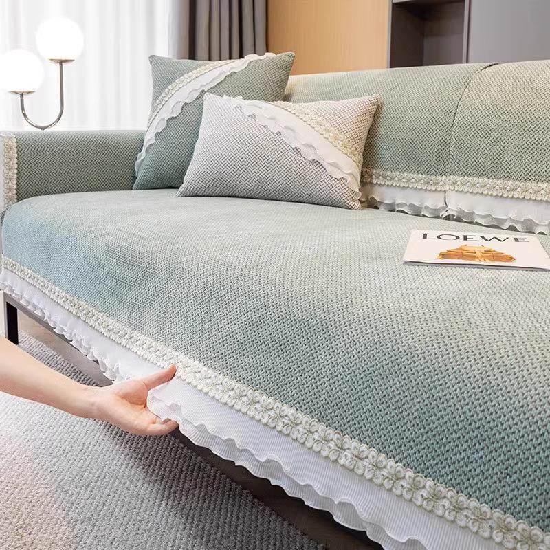 Light Luxury High-End Chenille Sofa Cushion, All-Season Non-Slip Seat Cushion, Sofa Cover, Cloth Cover, Backrest Towel
