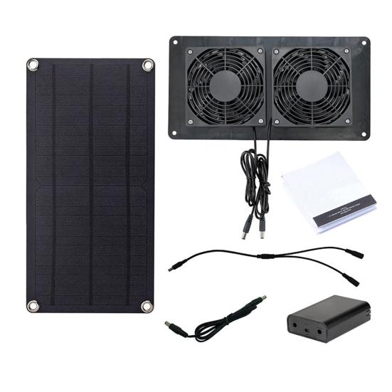 

Солнечный вентилятор, беспроводная конструкция, эффективное охлаждение, работающий на солнечной энергии, водонепроницаемый, широкое применение, 3000 об/мин, высокоскоростной вентилятор для охлаждения теплиц и автофургонов чёрный