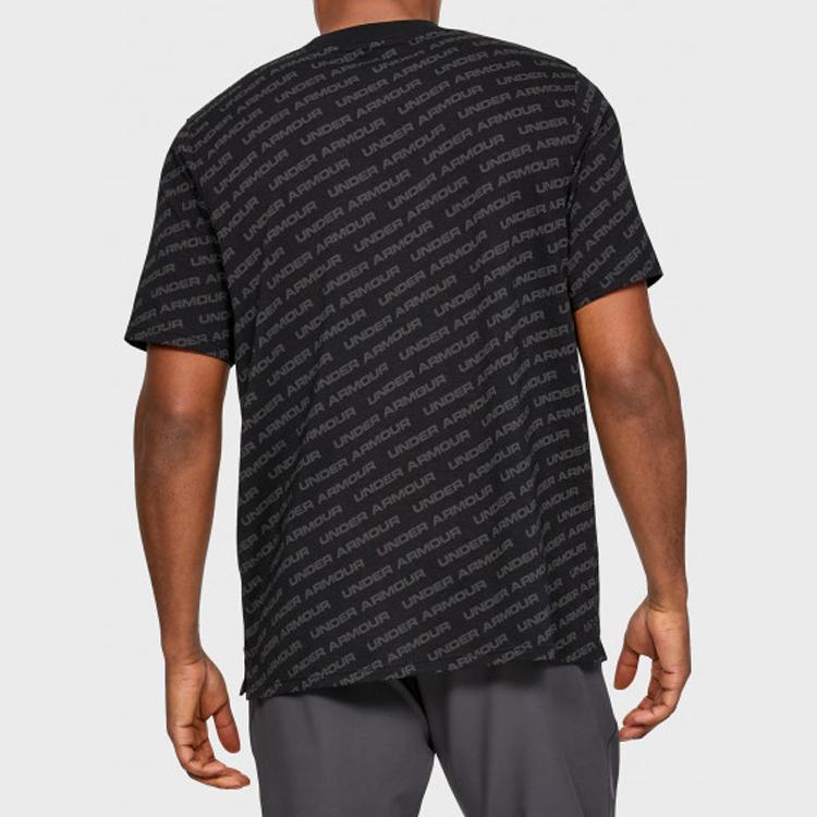 Under Armour UA Unstoppable Wordmark Full Print Crew Neck T-Shirt Men Tops Black 1345563-001