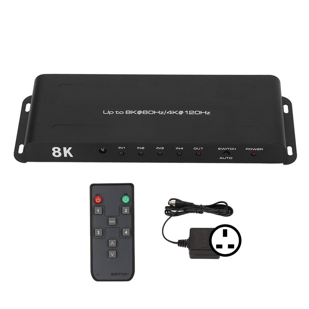 HD Multimedia Interface Switcher 4 Port Supports 8K 60Hz 4K 120Hz HDR HD Multimedia Interface