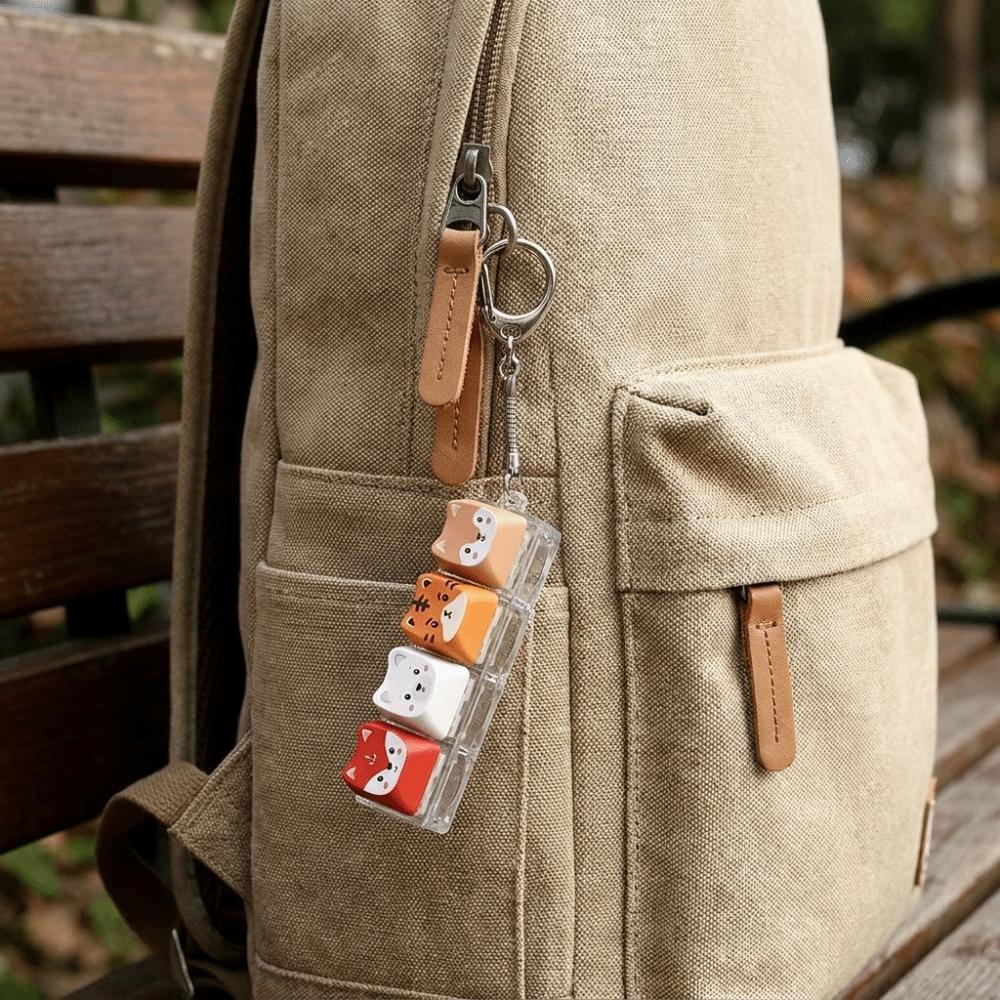 Creative Fidget Button Keyring Detachable Stress Relief Bag Pendant  Office