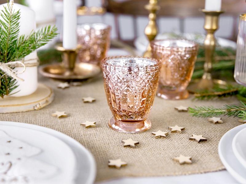 Candlestick, Rose Gold, 8Cm, 4Pcs