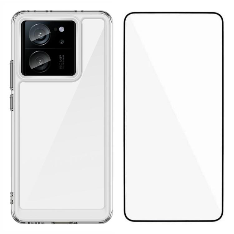 

WANLONFENG MF Series for Xiaomi 13T Pro/13T Case TPU+Acrylic Clear Phone Cover with Tempered Glass Film A