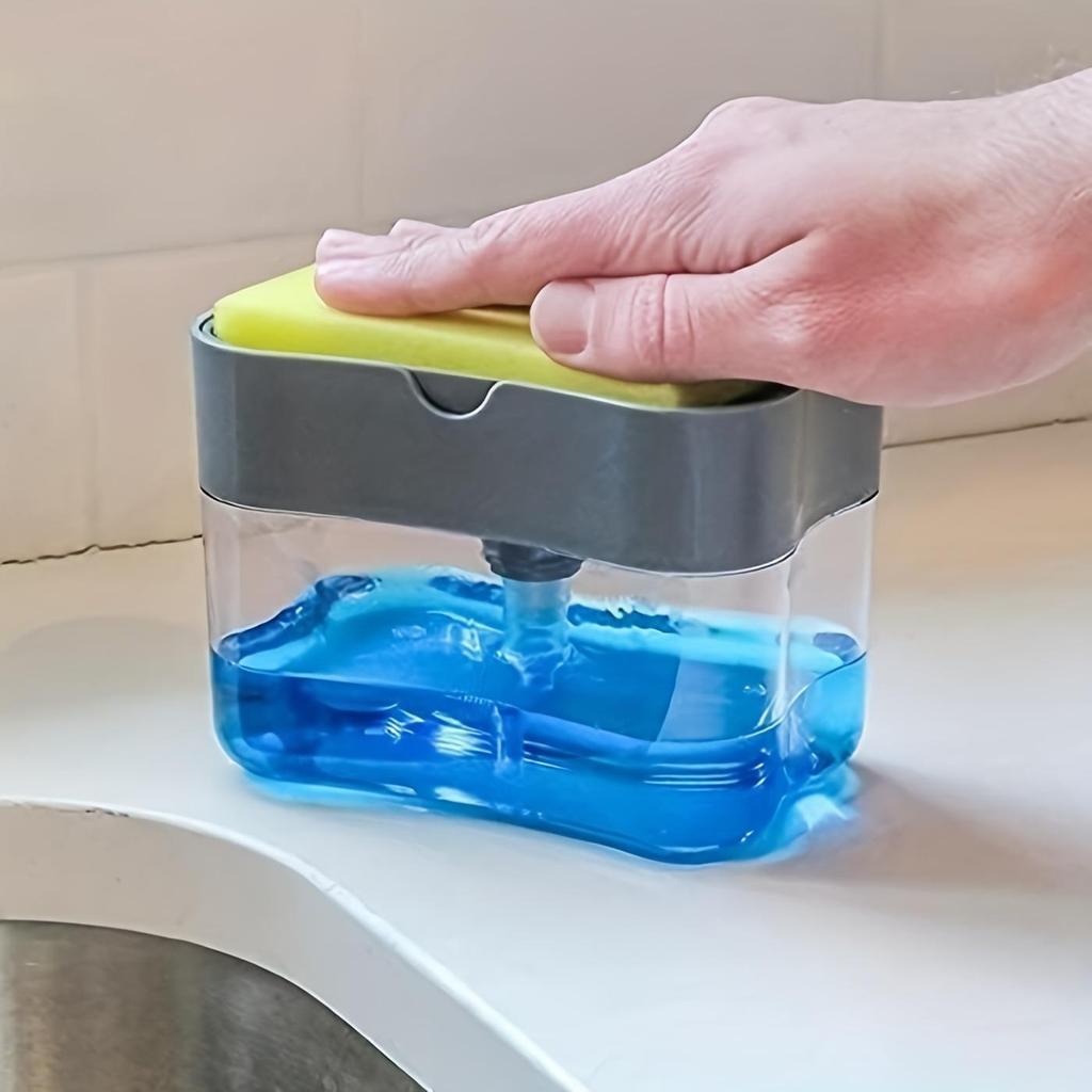 Kitchen Dish Soap Dispenser with Sponge and Scrubber