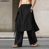 INCERUN Pantaloni Lunghi Casual da Uomo Vintage a Vita Elastica con Strati Irregolari