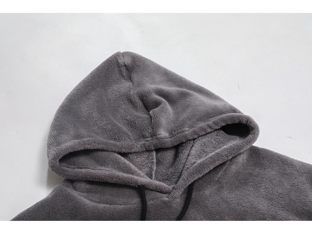 Men's Plus Size Fluffy Coral Fleece Hoodie - Autumn/Winter Casual Fashion Jacket