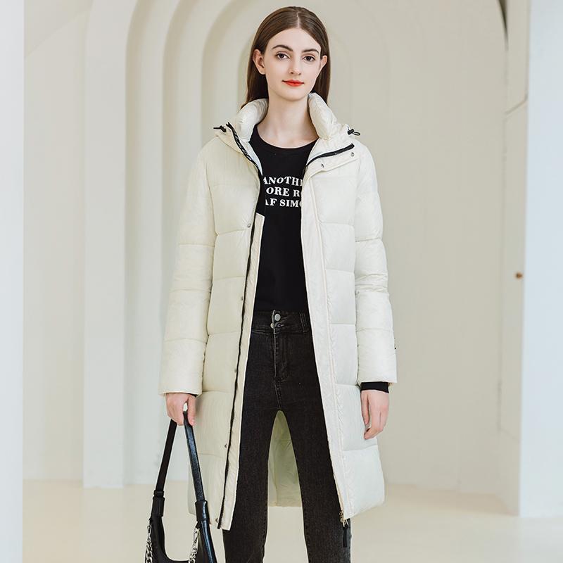 Women Autumn Winter Soild Color Thicken Outwear Cotton Padded Hooded Warm Long Jacket Coat