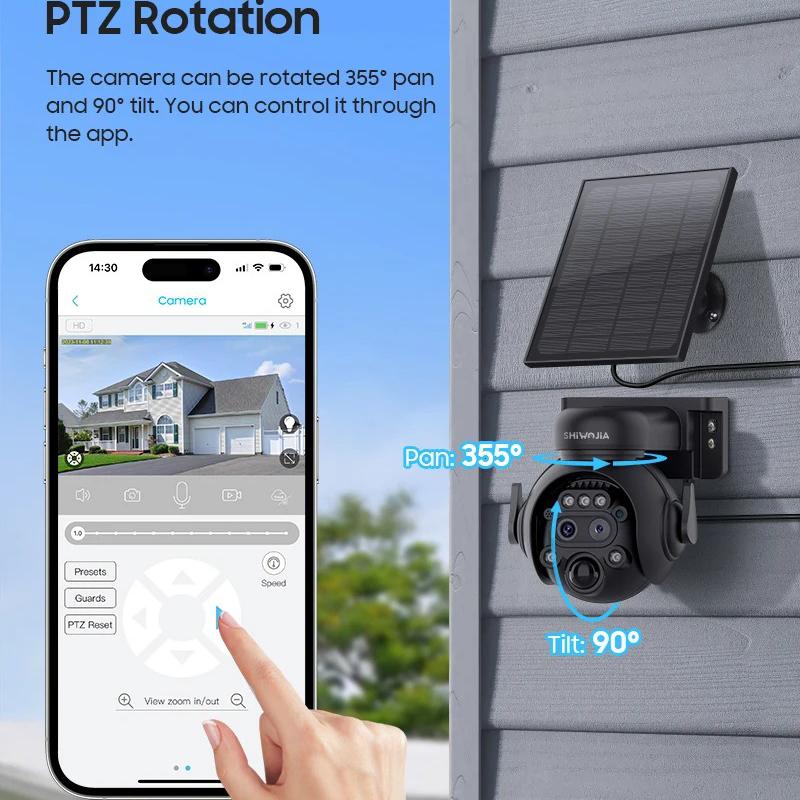 12X Zoom 4G LTE Solar Security Camera 8MP Night Vision Dual-Lens Outdoor WiFi Solar Battery Camera PIR Human Detection