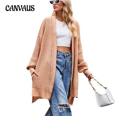 Pull Cardigan en tricot ample pour femme, couleur unie, avec poches, collection automne et hiver