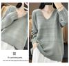 2023 Women's Pure Cashmere V-Neck Knitted Sweater: Loose, Hollow, Autumn/Winter Wool Pullover