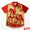 Design 2026 Hästens År Hawaiiskjorta För Män Kvinnor Kinesiska Nyårsfesten Kortärmade Skjortor Festlig Lös Revers Skjorta