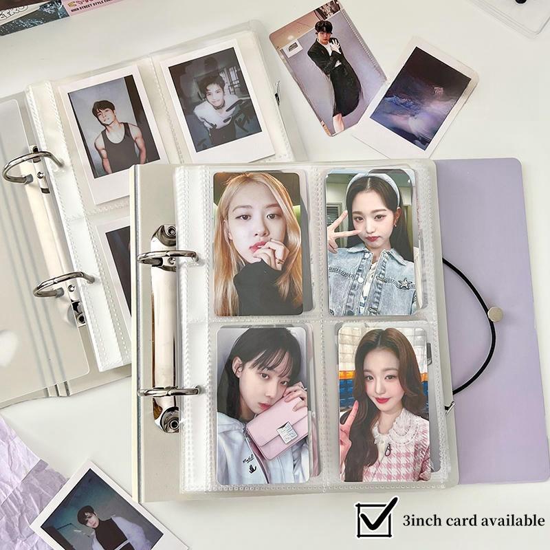Kawaii 4 Grid Binder Kpop Po Card Collect Book Large Capacity Idol Po Album Pocards Holder Storage Book Stationery