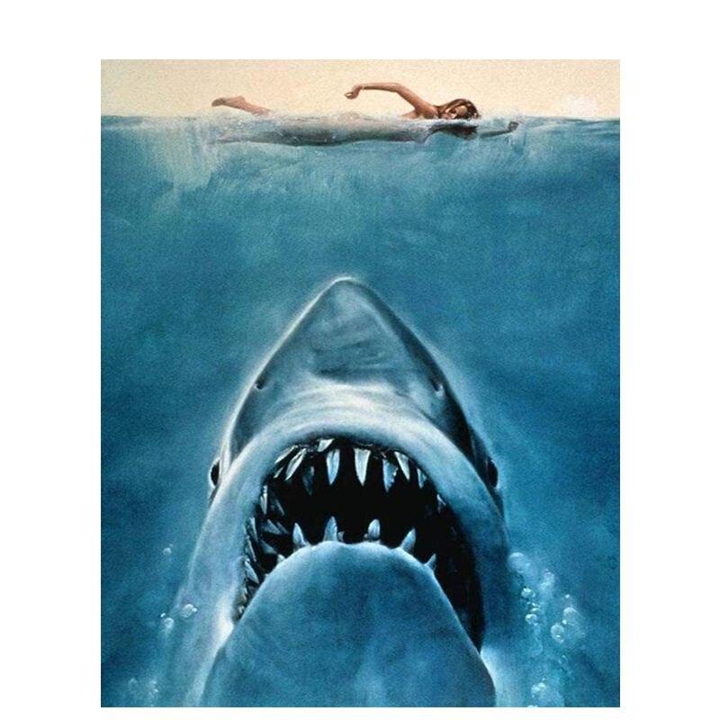 5D Diy Diamond Painting Set Animal Shark Pictures Of Rhinestones Embroidery Mosaic Cross Stitch Home Decor 40x50cm