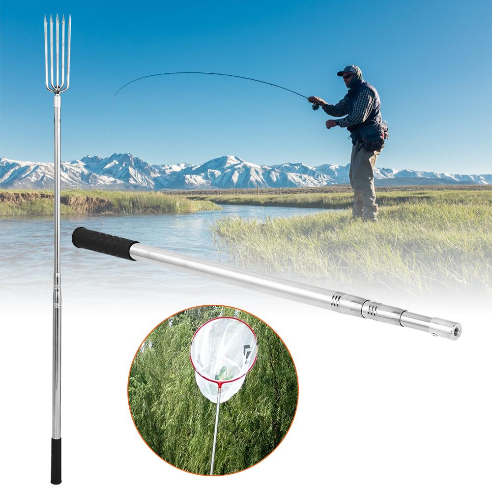 3Pcs 8mm Stainless Steel Harpoon Rod Diddle Net Stick Fishing Tackle 1.5M Length Three Sections