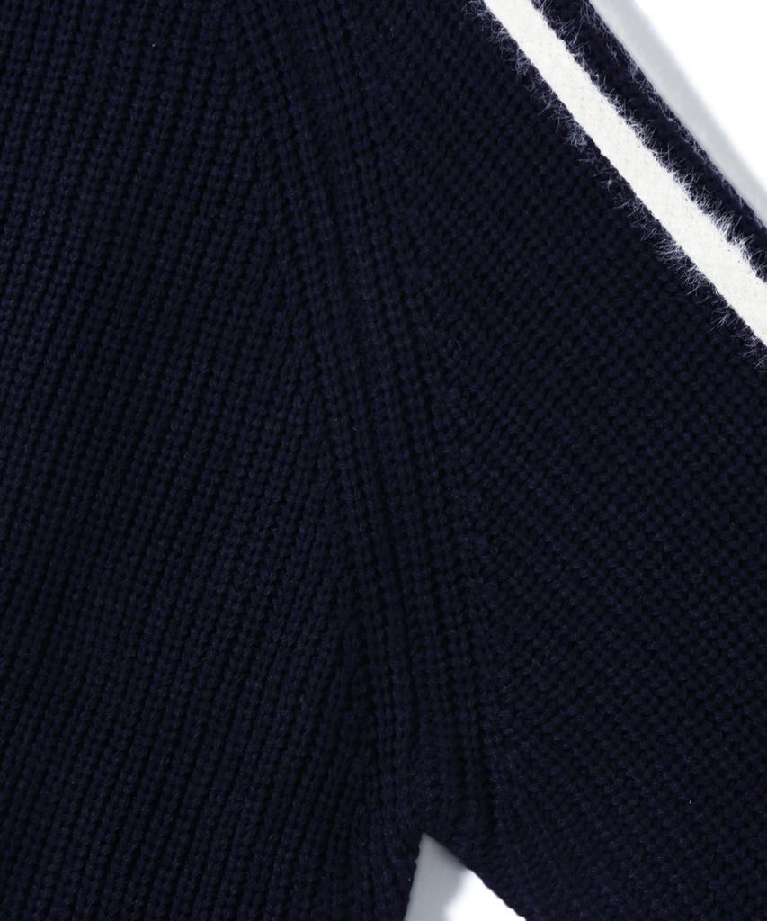 TRILLION Washable Hairy Brush Track Zip-Up Knit (Navy)