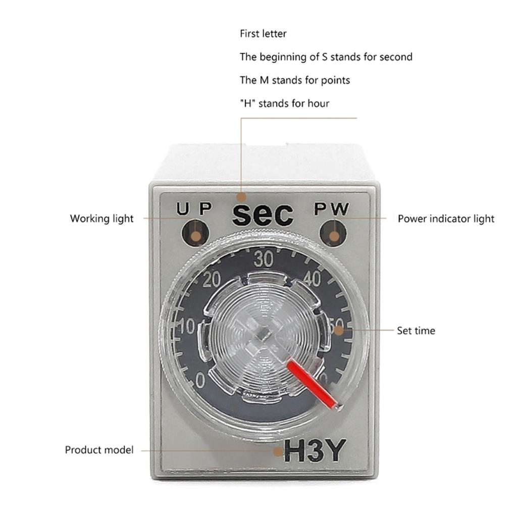 Power On Delay Rotary Knob 0-60S Timers Timing Time Relays Replacement Delay Timers With Base Socket Easy To Use