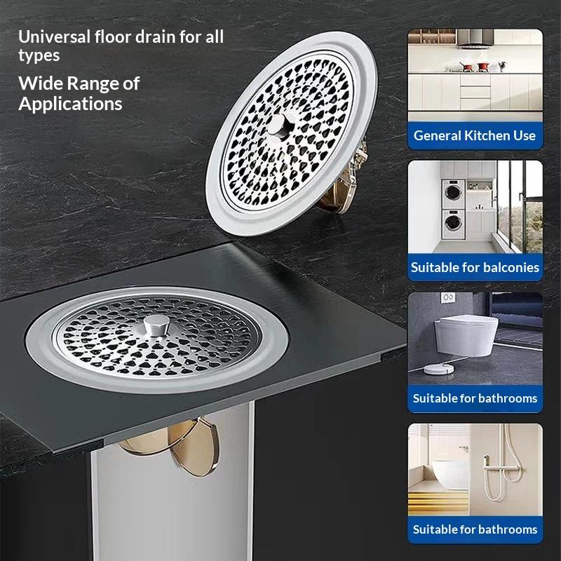 Stainless Steel Floor Drain Strainer Anti Odor Insect Proof Universal Fit for Laundry Bathroom Shower Kitchen