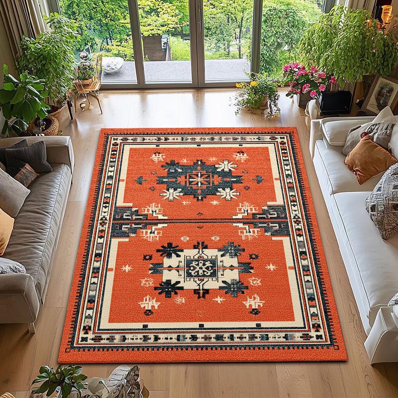RAKKS Moroccan Red Area Rug with Non-Slip Backing, Ideal for Living Room, Dining Room, Bedroom - Vintage, Easy Clean, Durable,