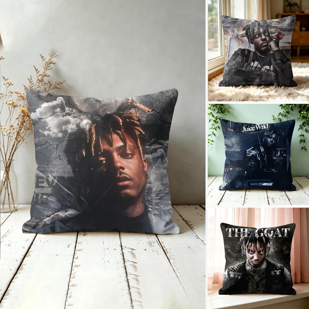 JJuice WrldS Rap Cool Cushion Cover Square Short Plush Pillow Case Living Room Sofa Home Decor Funda X