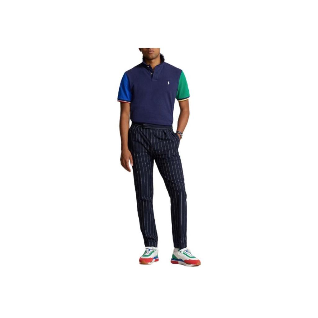 Polo Ralph Lauren Polo Shirt With Button Short Sleeves Slim Fit Straight Cut Men Tops Blue 710934904-001