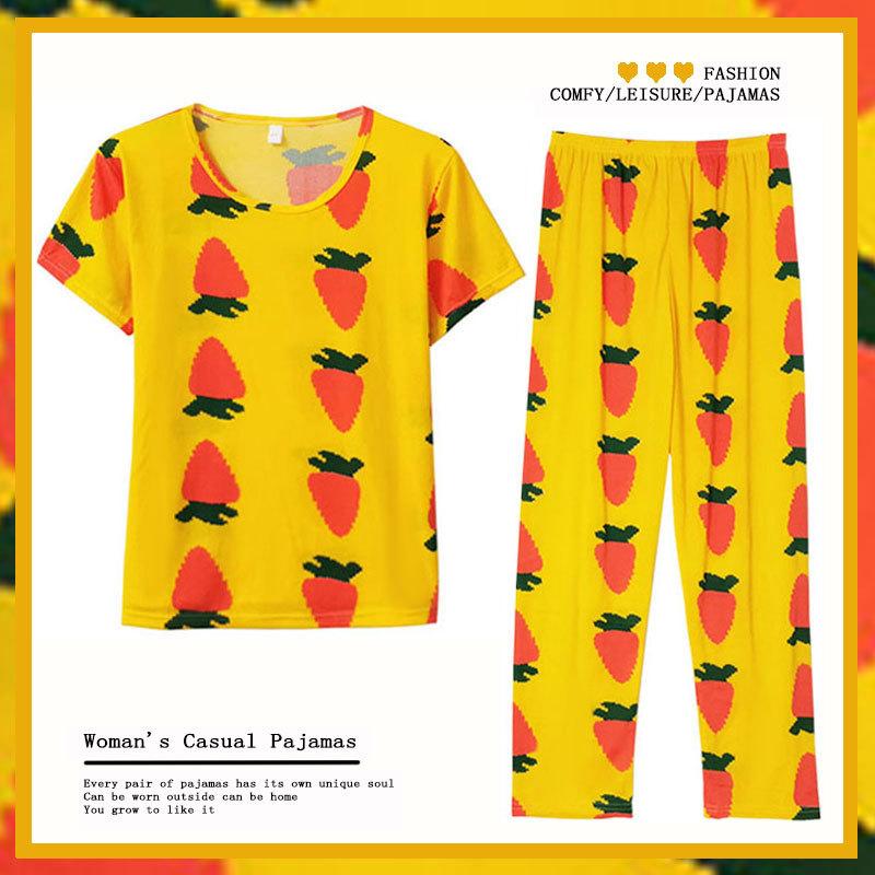 [Yellow Rabbit] Factory Various Short-sleeved Trousers Pajamas Women's Summer Cartoon Cute Spring and Autumn Thin Suit Loungewear