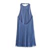 Women Summer Halter Neck Sleeveless Fringed Short Dress Strapless Off-the-Shoulder Braided Rope Paneling Slim Pleated Skirt for Parties