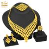 24K Gold Plated Arab Women's Bridal Necklace Earrings Ring Bracelet Indian Women's Jewelry Set 2026