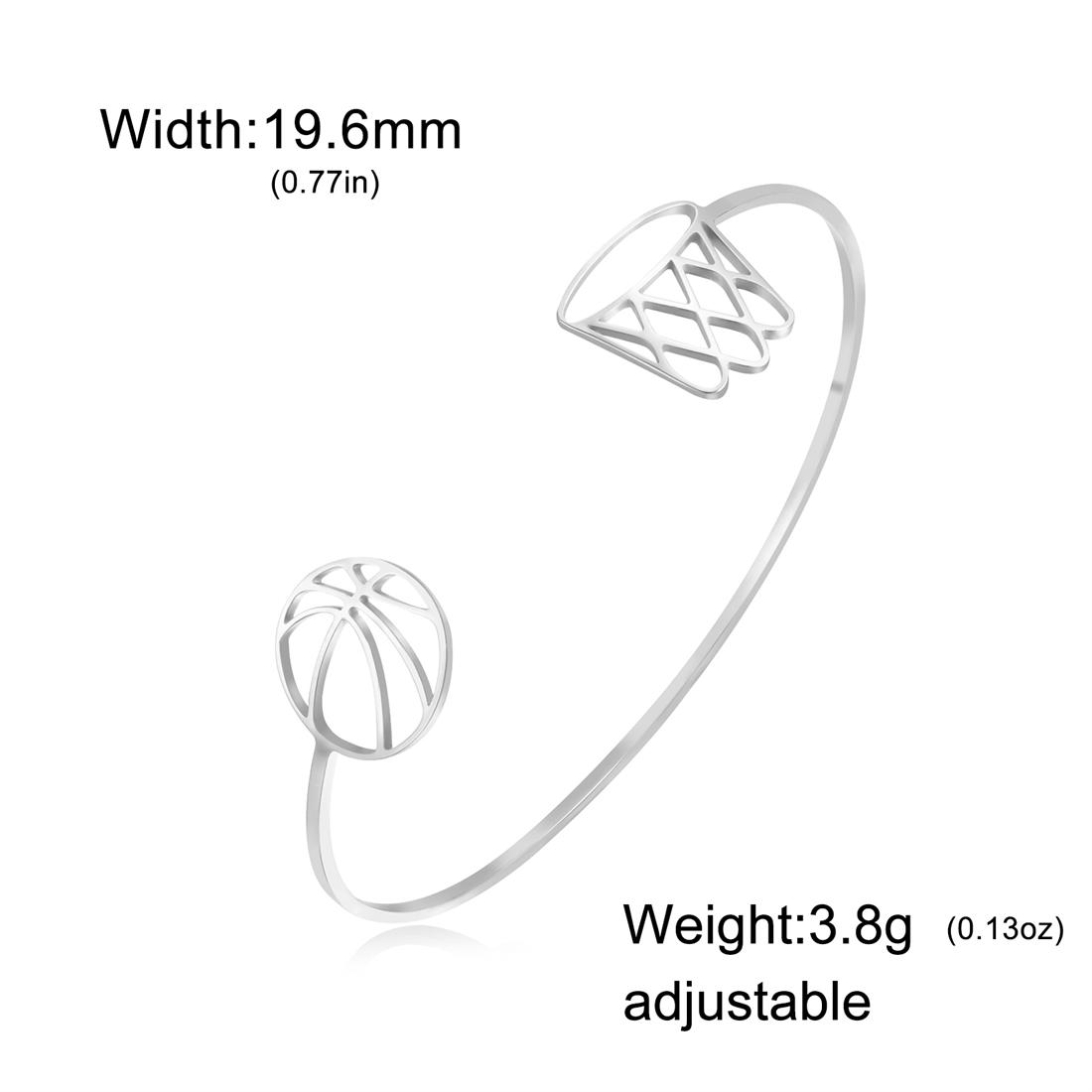 

Basketball and Basket Frame Bracelet Stainless Steel Fashion Sport Adjustable Cuff Bangle Basketball Player Jewelry Gift