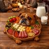 Wooden Serving Tray with Multiple Compartments Rustic Dog Shape Cheese Meat Fruit Snack Board for Parties Family Dinners Farmhouse Decor Gift