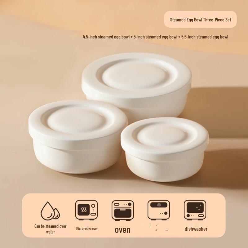 Ruhan Ceramic Steamed Egg Bowl Set