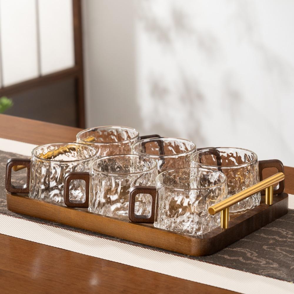 Glacier Pattern Glass Tea Cups High Temperature Resistant Water Cups Stylish Coffee Cups  Office