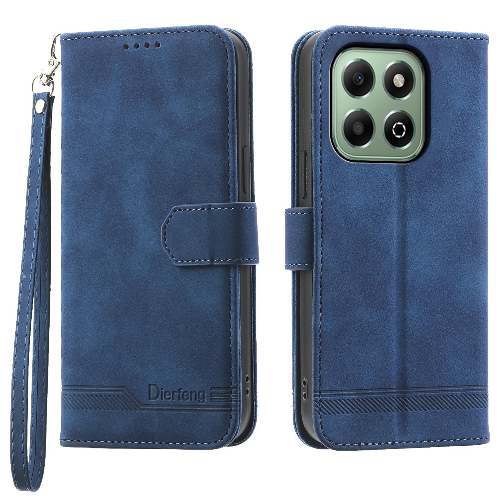 DIERFENG DF-03 For Honor X6b 4G Leather Case Lines Imprint Wallet Phone Cover E