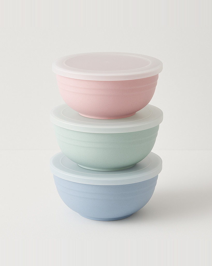 3Pcs/Set Cereal Bowls with Lid Lightweight BPA-Free Dinner Bowls for Noodles Rice Fruit Soup Dishwasher Microwave