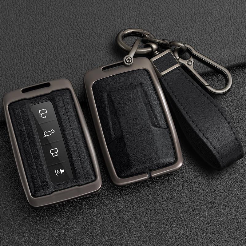 Zinc Alloy+Leather Car Key Case For Great Wall Gwm Wey Tank 300 500 Tank300 Tank500 Car Remote Key Case Cover Protective Shell