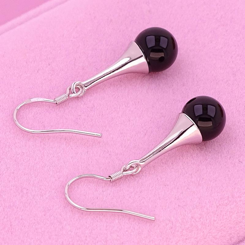 Korean Style Agate Black Water Drop Earrings – New Retro Fashion Accessories